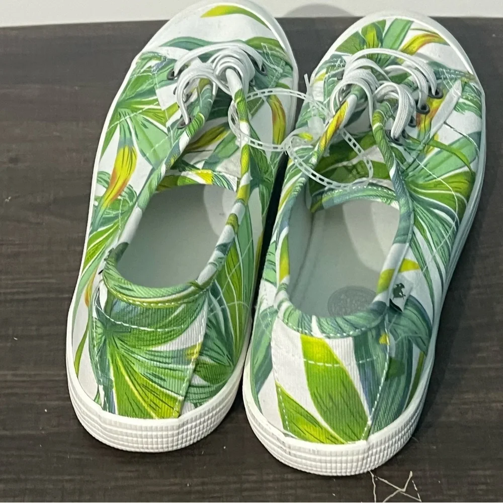 NWOT Rocket Dog Jazzin Green/White Palm Print Cotton Sneakers Size 11 - Picture 6 of 10